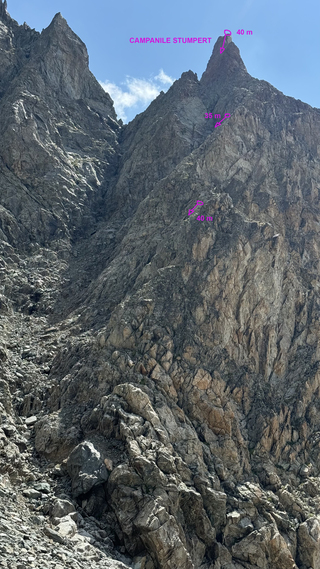 La descente en rappel versant nord du Campanile Stumpert.