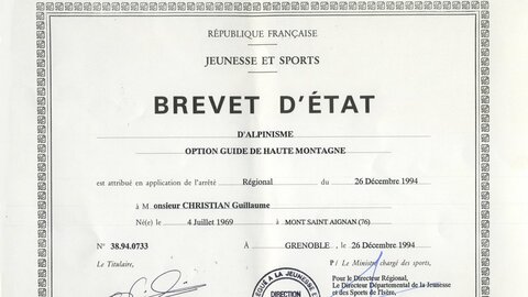 Guillaume Christian diplôme guide de haute montagne