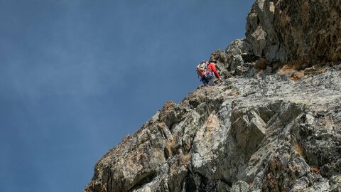 La deuxième longueur de la Voie André Giraud à l'Aiguille Pierre Etienne