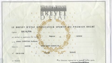 Guillaume Christian diplôme moniteur ski alpin